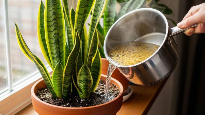 Pocos lo saben: para qué sirve regar una sansevieria o lengua de suegra con agua de cocción de pastas