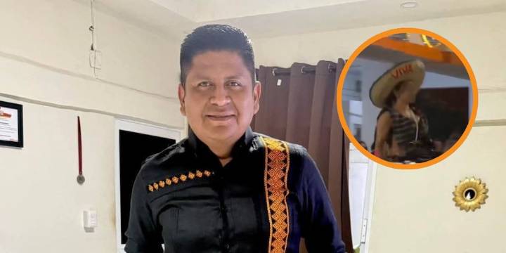 Critican celebración de Independencia en municipio de Chiapas por mostrar a una bailarina con el lábaro patrio