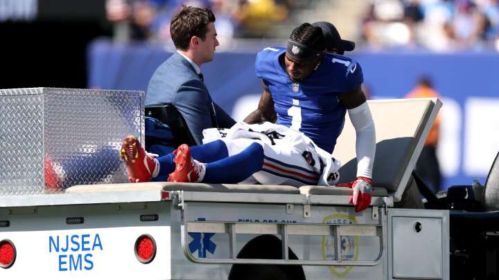 Giants hold 13-10 halftime lead after losing Malik Nabers