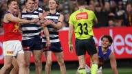 Geelong star Max Holmes weighs in on Cam Rayner double free-kick controversy: ‘It p***** us off’