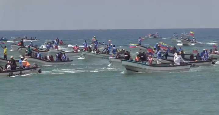 VIDEO: Pescadores venezolanos se movilizan por las costas en rechazo a las "agresiones" de EE.UU.