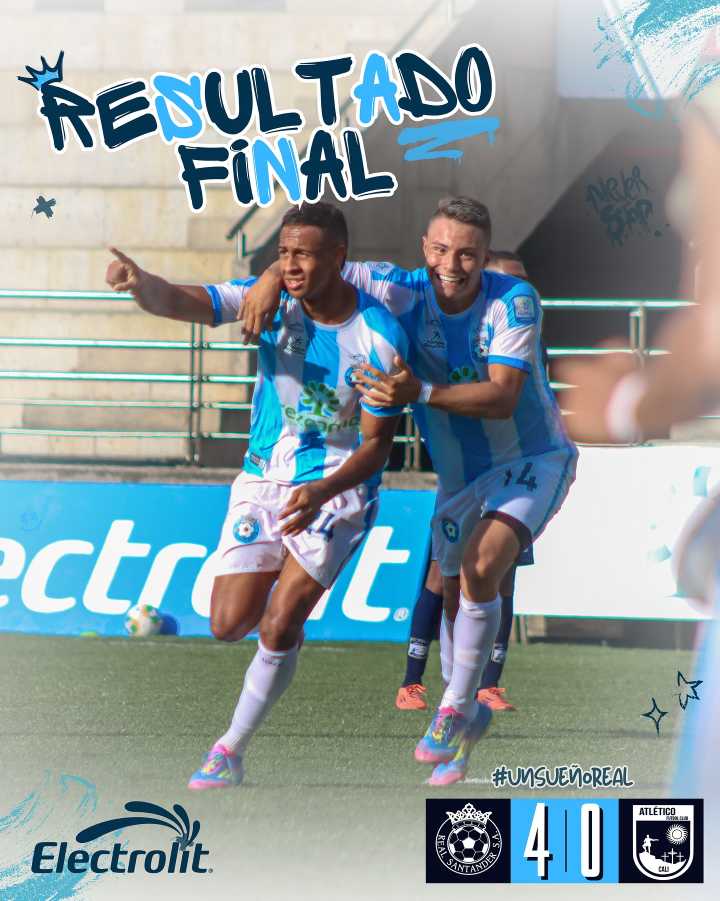 Real Santander goleó y sueña con escalar en la tabla