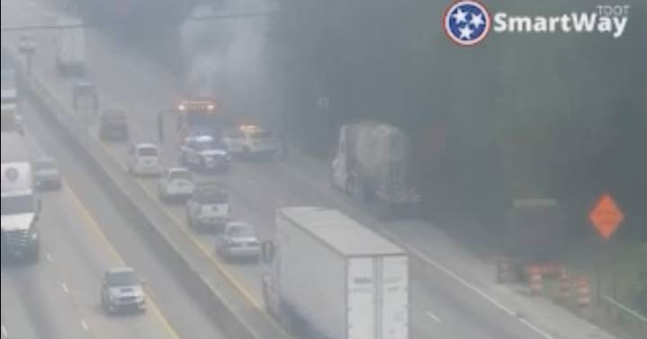 Vehicle fire shuts down lanes of I