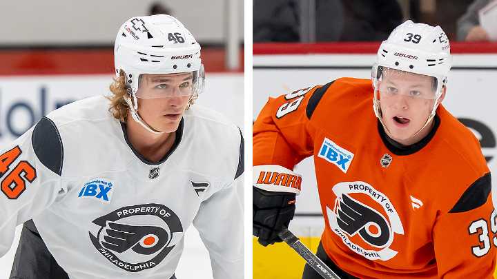 Trevor Zegras bonds with Matvei Michkov over a game of ‘crossbar’