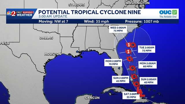 Potential Tropical Cyclone 9: Maps, path, spaghetti models