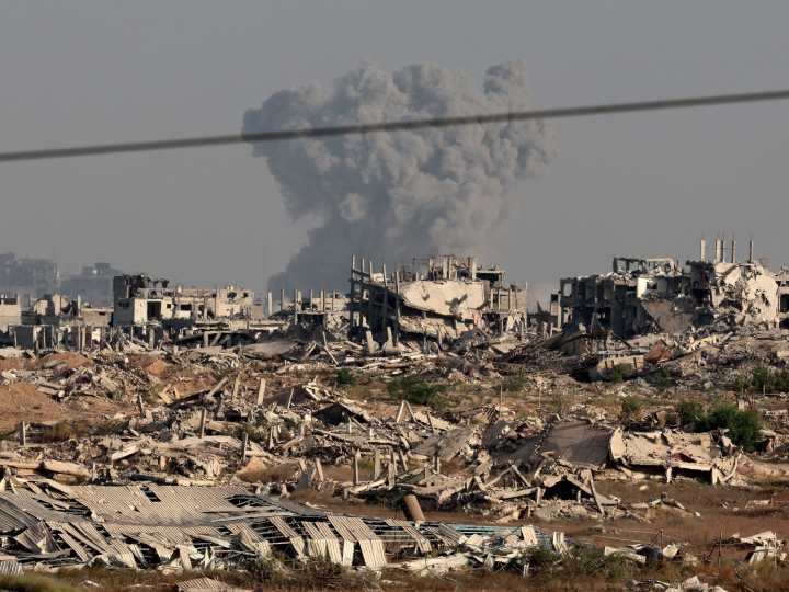 Fire and smoke from Israeli attacks dominate Gaza City skyline