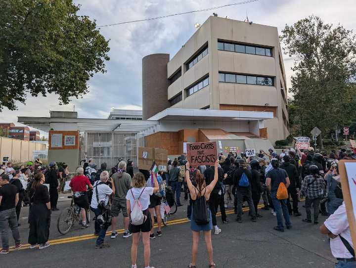 Protesters flock to Portland ICE office as Trump threatens federal troop deployment
