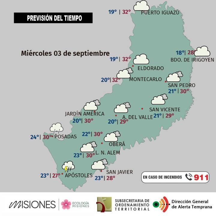Se vienen días de inestabilidad y descenso de temperaturas en Misiones