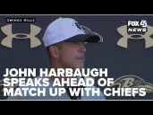 Ravens coach John Harbaugh speaks ahead of matchup against Chiefs