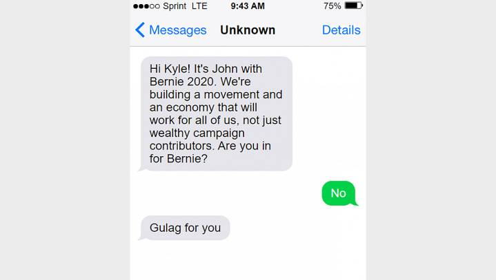 Uh-Oh: Sanders Campaign Texting 'Gulag For You' To People Who Aren't Voting For Bernie