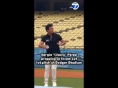 Sergio “Checo” Pérez prepping to throw out 1st pitch at Dodger Stadium