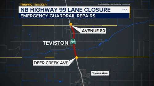 Caltrans announces lane closure on Highway 99 for repairs in Tulare County