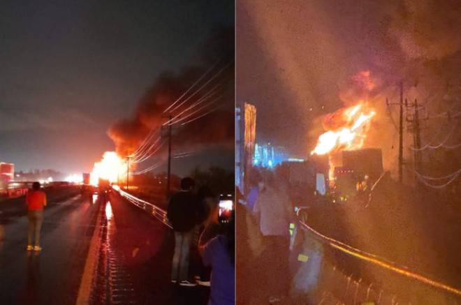 Video: Se registra fuerte choque e incendio en el Circuito Exterior Mexiquense; circulación cerrada