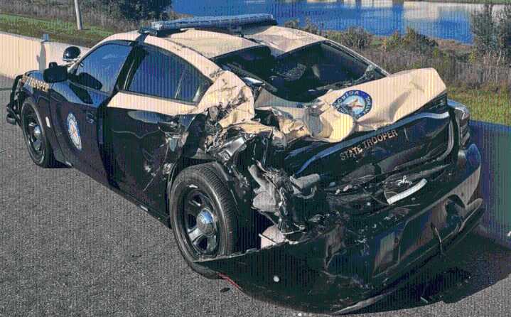 FHP trooper escapes 5-car turnpike pileup that crushed cruiser – Orlando Sentinel