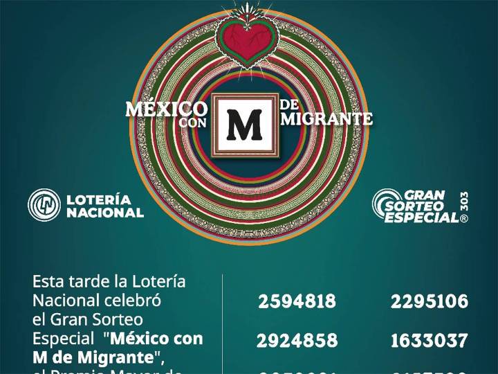Gran Sorteo Especial: Con M de Migrante; estos números se llevan 25.5 mdp