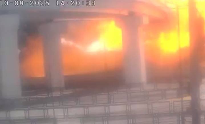 Así, el primer registro de explosión de pipa en Puente de la Concordia
