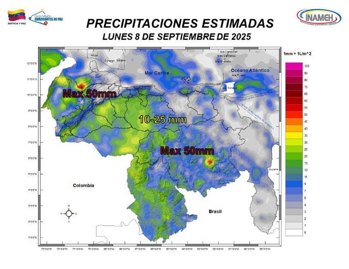 Pronóstico del clima para hoy lunes 8    de  septiembre  de 2025