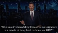 Jimmy Kimmel has a blunt reaction to Republicans defending Trump over Epstein birthday book