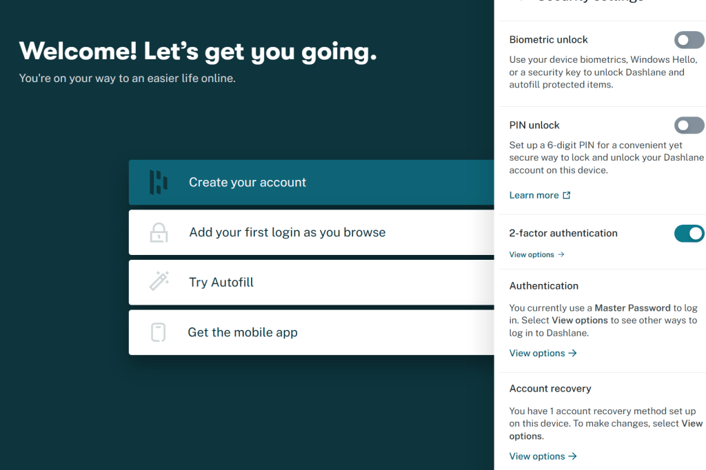 How to set up recovery methods in Dashlane