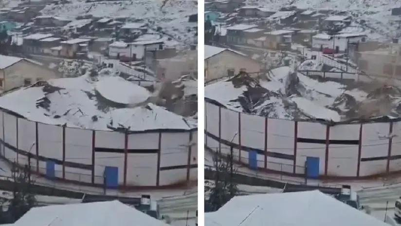 ¡Impactante! Techo de coliseo de Quiruvilca colapsa debido a intensa granizada en La Libertad [VIDEO]