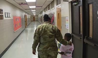 1st grader gets big surprise in military homecoming