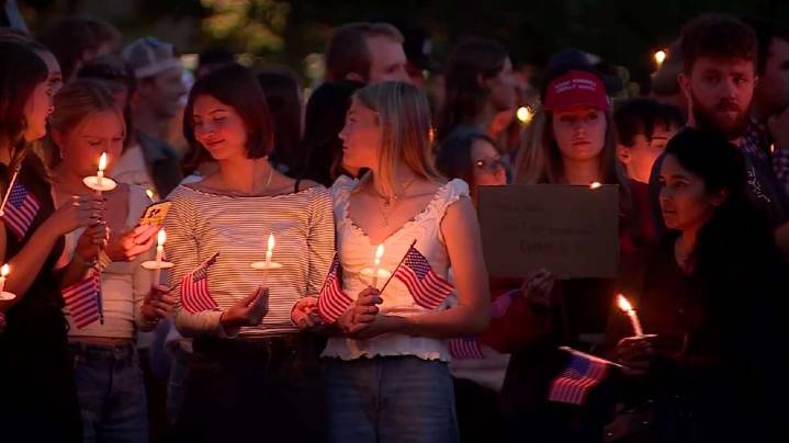Hundreds attend Utah State University vigil, the campus Charlie Kirk would have visited next