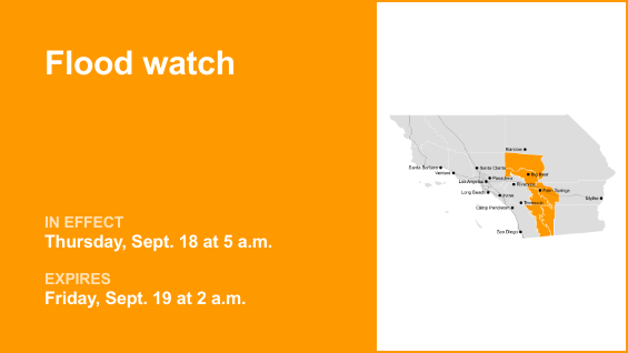 Flood watch issued for Inland Empire for Thursday and Friday due to prolonged rainfall