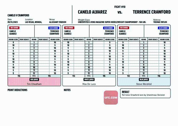 Canelo Alvarez vs Terence Crawford scorecards REVEALED as judges' wild scoring of Netflix fight is laid bare