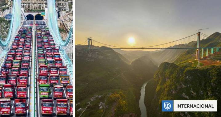 Puente más alto del mundo mide más de 2 veces la Torre Effiel: 96 camiones pasaron por el como prueba