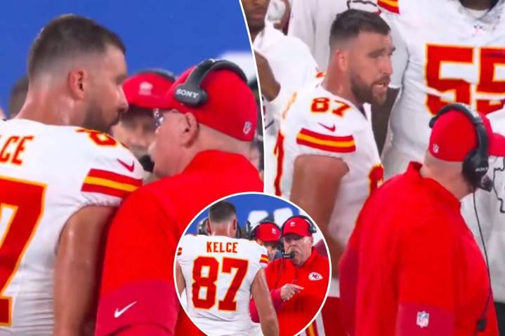 Andy Reid bumps, yells at Travis Kelce during Chiefs