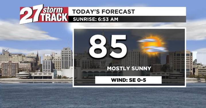 Sunshine and southerly winds bring temperatures far above average
