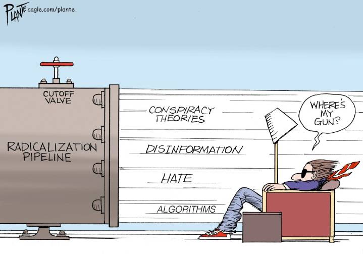 Cartoonist’s take: ‘The radicalization pipeline’
