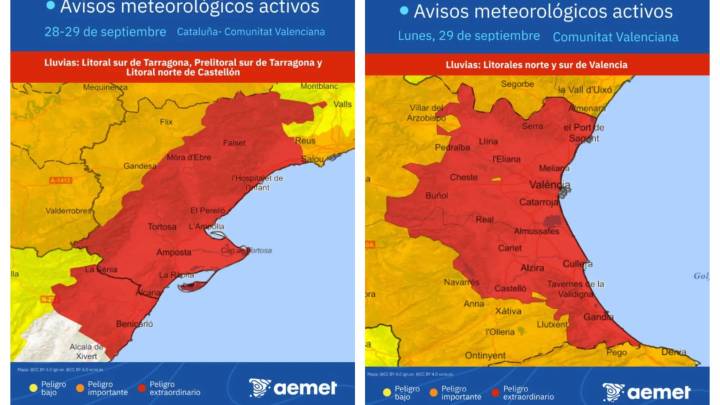 Advertencias de Renfe, Aena y DGT por las fuertes lluvias desde la tarde de este domingo