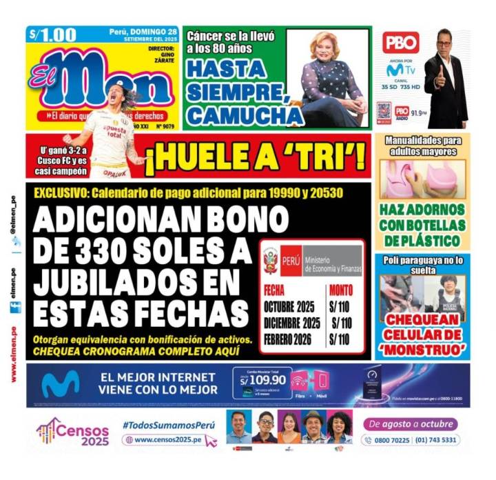Portada Diario El Men (28/09/2025)