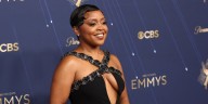 Quinta Brunson Wears a Black Dress With a Cutout on the Emmys Red Carpet 2025