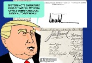 Trump signature denial: Darcy cartoon