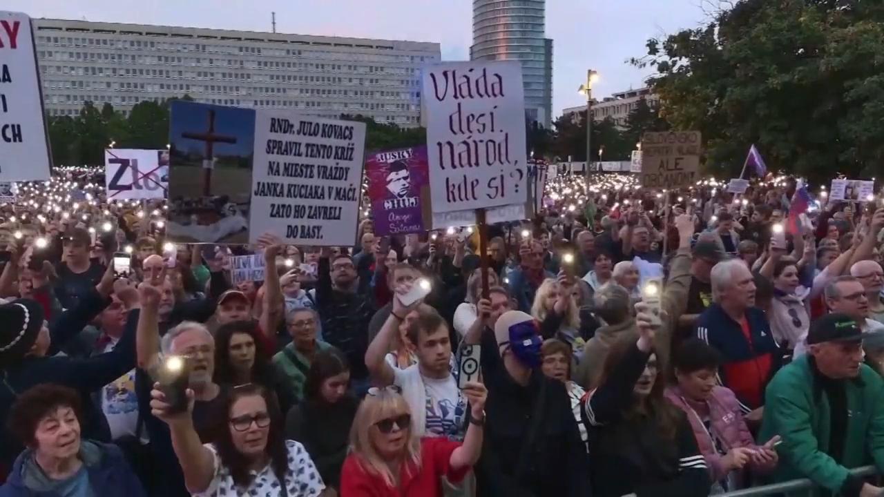 Thousands rally across Slovakia against austerity measures and pro