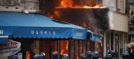Protestas en Francia terminan con incendio en restaurante de Paris
