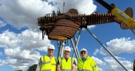 Volunteers' joy as 'gateway to the county' Lancaster Bomber sculpture is finally completed