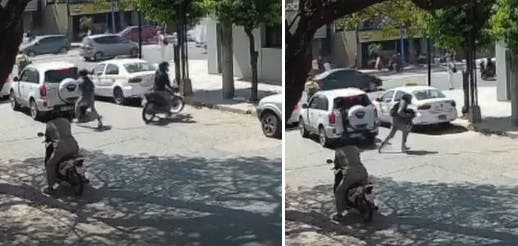 Video: motochorros le reventaron la luneta en Miguel Lillo y Mate de Luna y huyeron a contramano