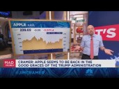 Apple seems to be back in the good graces of the Trump admin, says Jim Cramer
