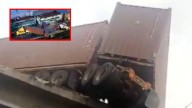 Tráiler de doble remolque está a punto de caer de un puente en Naucalpan, hay caos vial