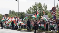 Protestas con banderas palestinas y contra Israel en Salamanca al paso de La Vuelta