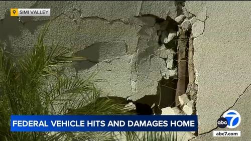 Simi Valley home damaged after being hit by federal vehicle