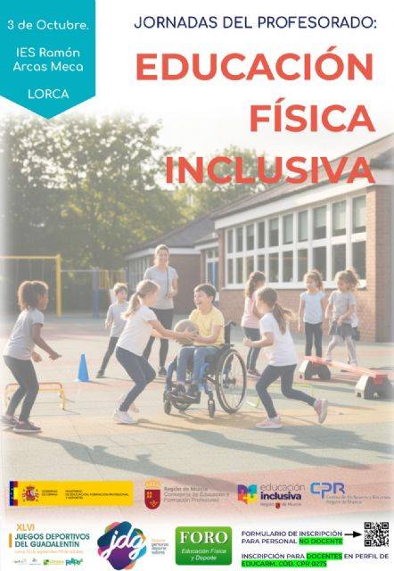 Lorca acogerá una jornada formativa sobre Educación Física inclusiva dentro del calendario de los 46° Juegos Deportivos del Guadalentín