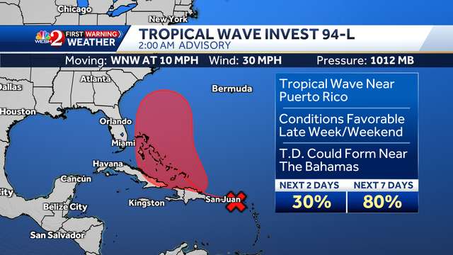 Invest 94-L could become tropical depression
