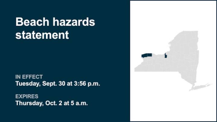 Beach hazards statement affecting Cayuga County until early Thursday morning