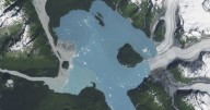Retreating glacier reveals new island in Alaska