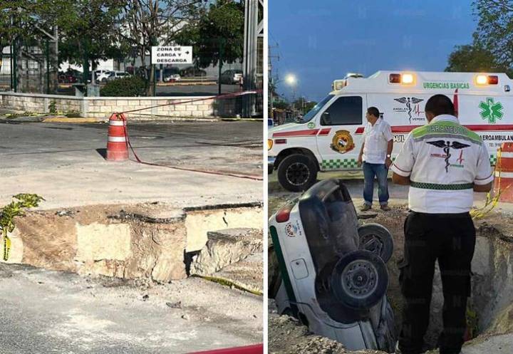 Taxista cae en zanja y deja un conductor herido en Cancún