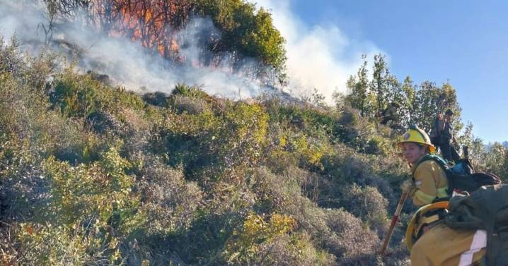 Incendio forestal en el cerro Montura: una quema de matorrales se descontroló en una zona de difícil acceso
